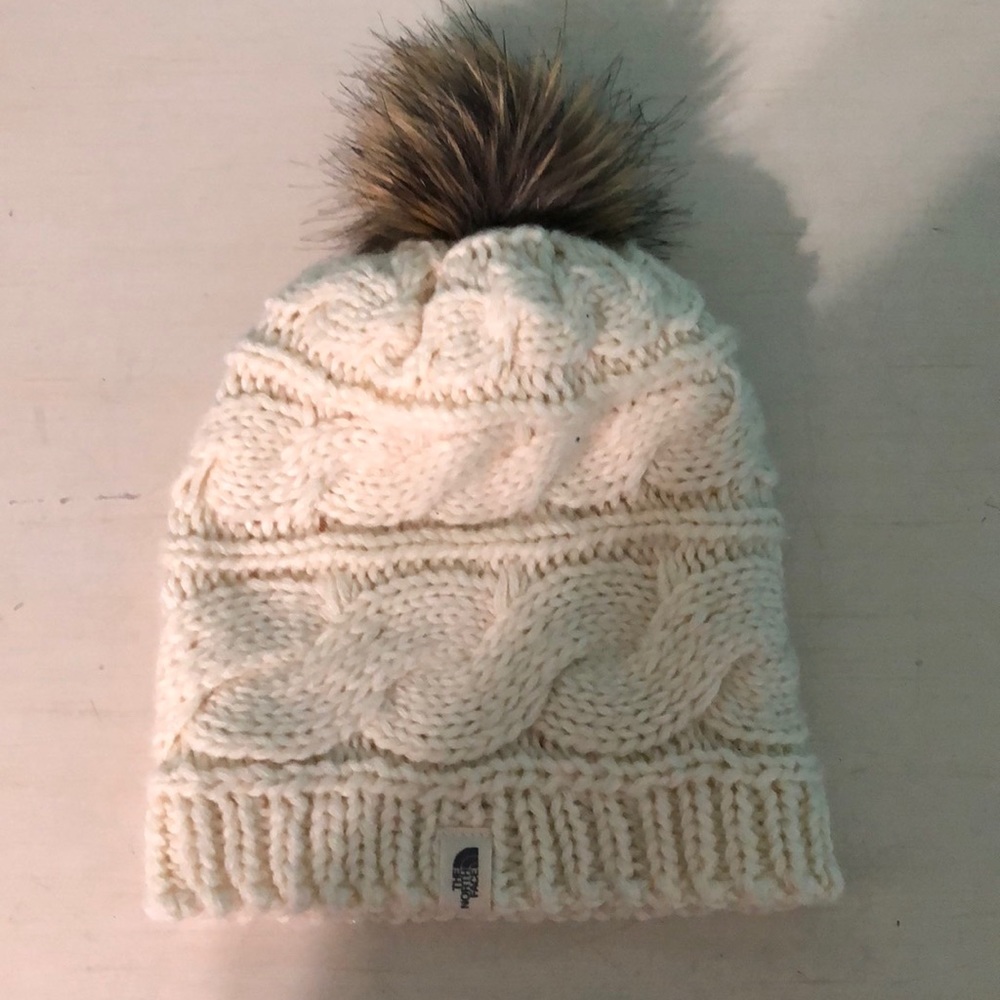 North face beanie with pom pom on top